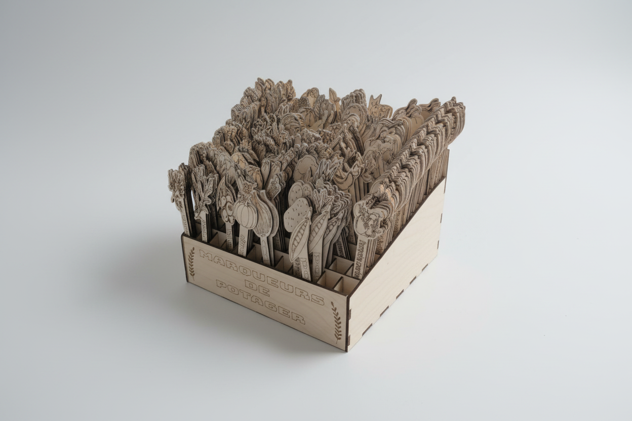 Marqueurs de potager en bois gravés