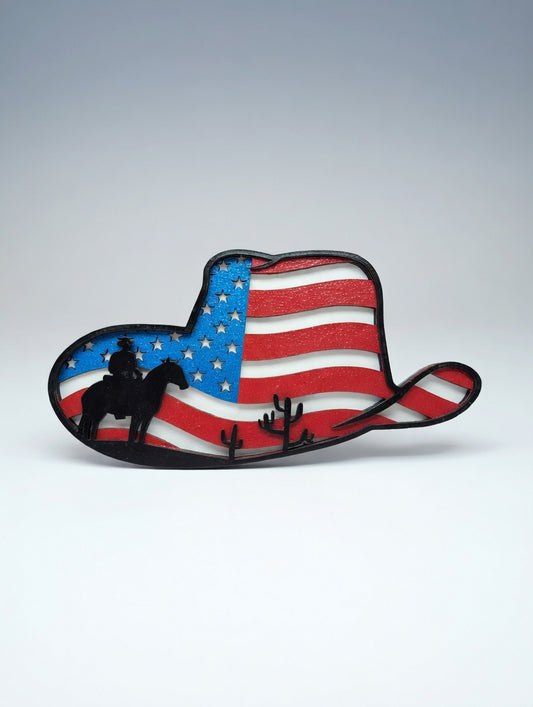 Chapeau Cowboy Décoratif en Bois – Style Western Américain 🇺🇸