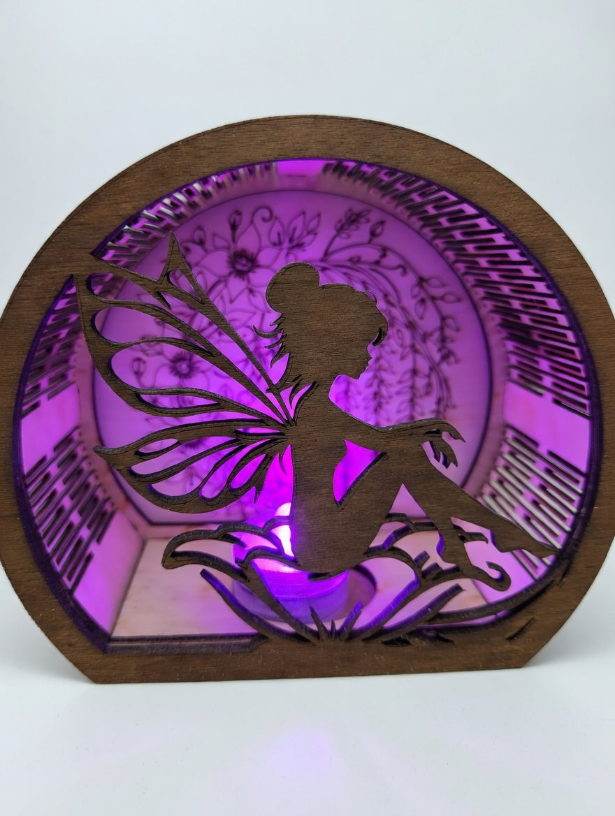Veilleuse Fée en Bois – Lampe LED Décorative Féérique