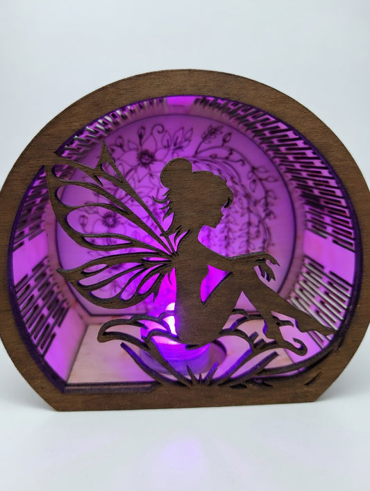 Veilleuse Fée en Bois – Lampe LED Décorative Féérique