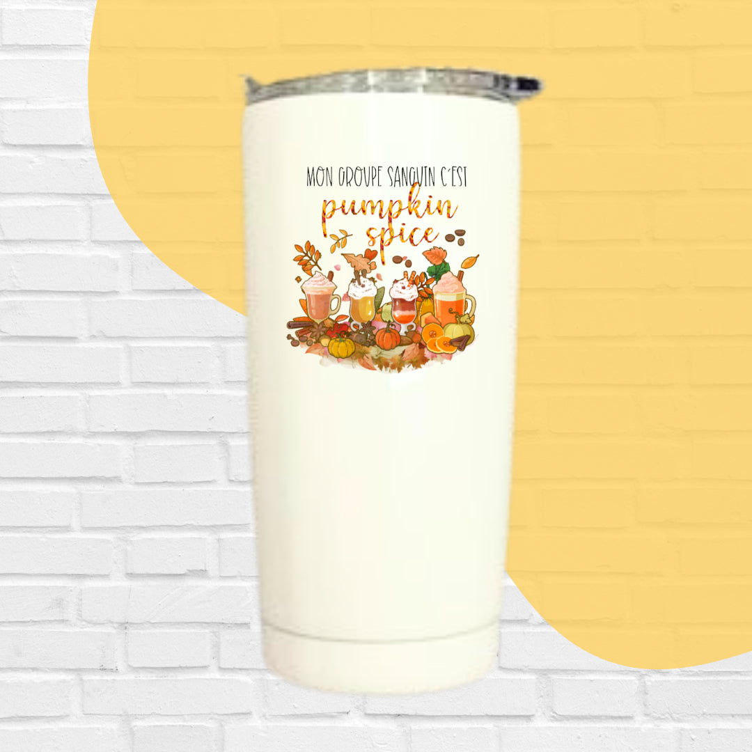 TASSE DE VOYAGE 20 OZ MON GROUPE SANGUIN C'EST PUMPKIN SPICE